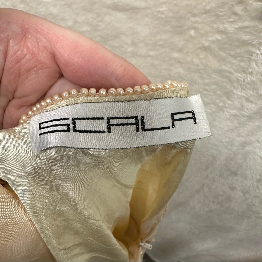 Scala Vintage beaded midi dress women’s 1x champagne mother of bride long sleeve - Picture 6 of 16